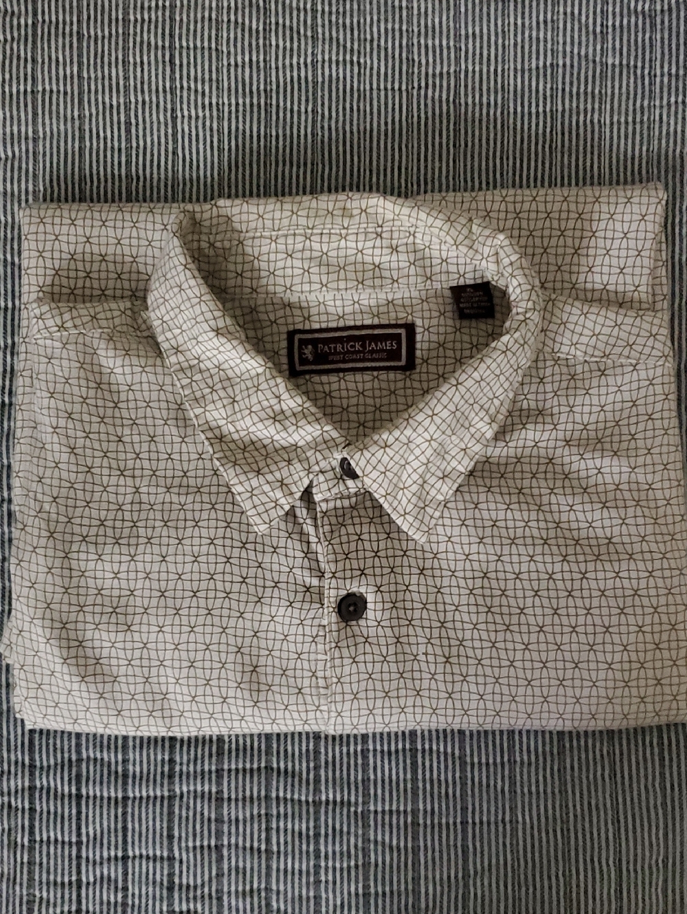 Patrick James Cream Geometric Casual Button-Down Shirt